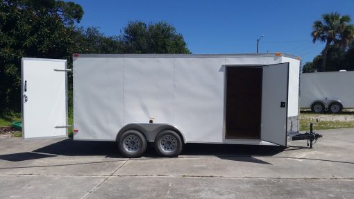 7x16 TA Trailer - White, Dowble Doors, Side Door, Extra Height