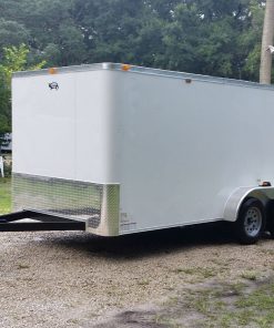 7x16 TA Trailer - White, Ramp, Side Door, Flat Front