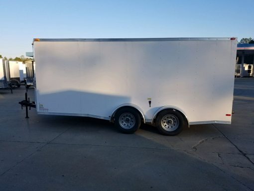 7x16 TA Trailer - White, Ramp, Side Door, Split Axles