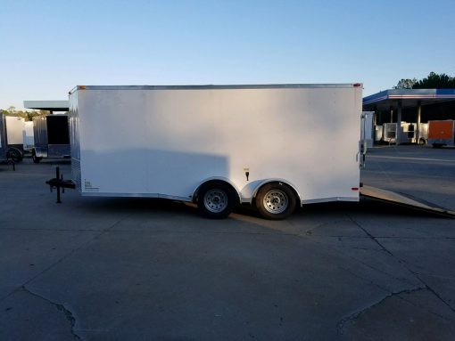 7x16 TA Trailer - White, Ramp, Side Door, Split Axles