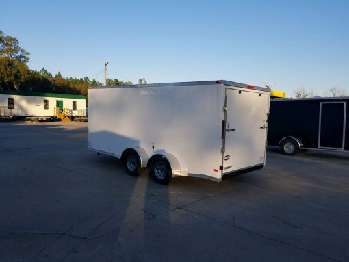 7x16 TA Trailer - White, Ramp, Side Door, Split Axles