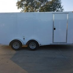 7x16 TA Trailer - White, Ramp, Side Door, Split Axles