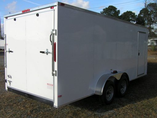 7x18 TA Trailer - White, Ramp, Side Door, Extra Height