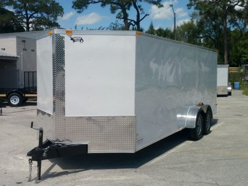 7x20 TA Trailer - White, Ramp, Side Door