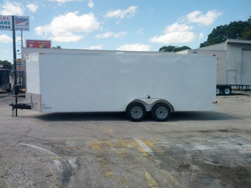 7x20 TA Trailer - White, Ramp, Side Door