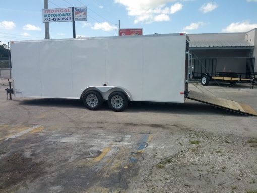 7x20 TA Trailer - White, Ramp, Side Door