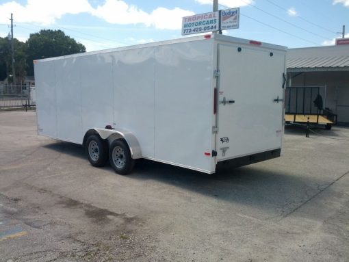 7x20 TA Trailer - White, Ramp, Side Door