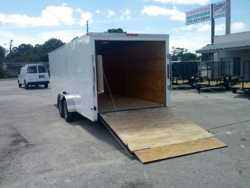 7x20 TA Trailer - White, Ramp, Side Door