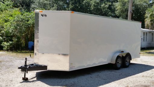 7x20 TA Trailer - White, Ramp, Side Door, Extra Height