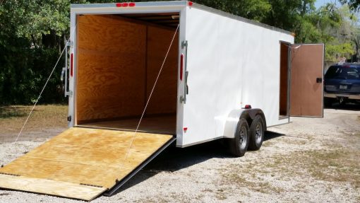 7x20 TA Trailer - White, Ramp, Side Door, Extra Height