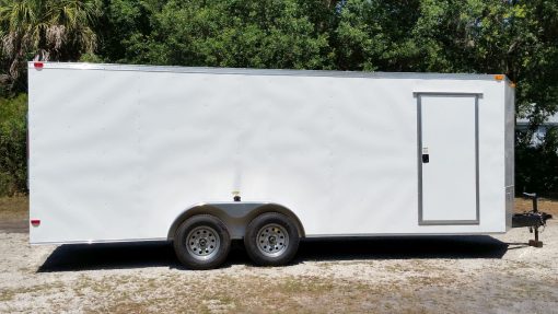 7x20 TA Trailer - White, Ramp, Side Door, Extra Height