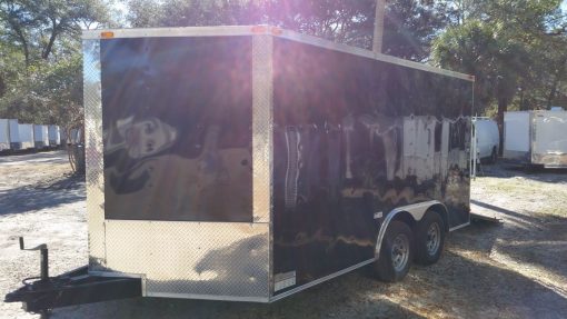 8.5x14 TA Trailer - Black, Ramp, Side Door