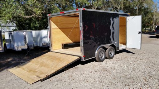 8.5x14 TA Trailer - Black, Ramp, Side Door