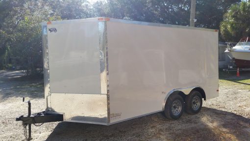 8.5x14 TA Trailer - White, Ramp, Side Door