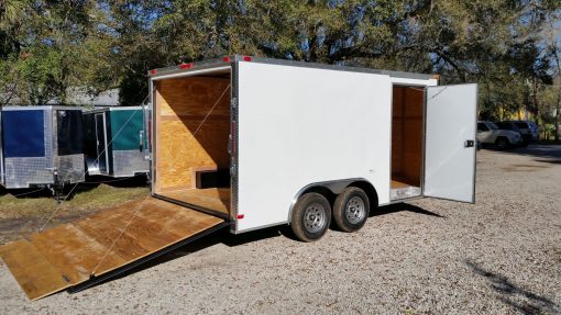 8.5x14 TA Trailer - White, Ramp, Side Door