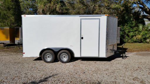 8.5x14 TA Trailer - White, Ramp, Side Door