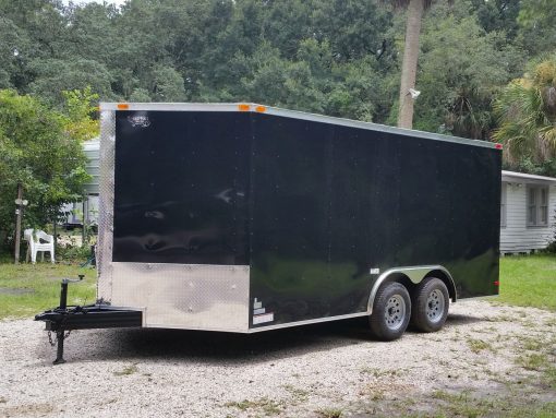 8.5x16 TA Trailer - Black, Ramp, Side Door