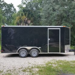 8.5x16 TA Trailer - Black, Ramp, Side Door