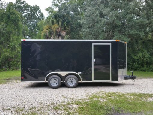 8.5x16 TA Trailer - Black, Ramp, Side Door