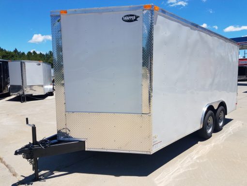 8.5x16 TA Trailer - White, Barn Doors, Side Door