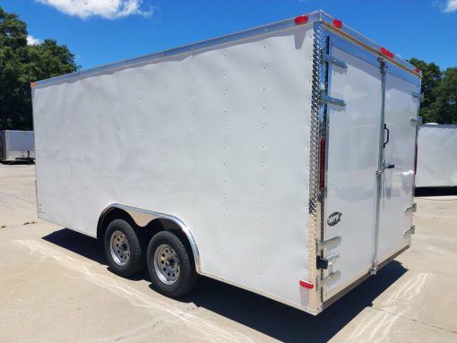 8.5x16 TA Trailer - White, Barn Doors, Side Door