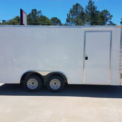 8.5x16 TA Trailer - White, Barn Doors, Side Door