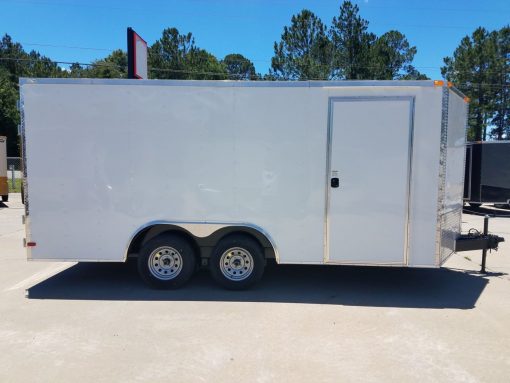 8.5x16 TA Trailer - White, Barn Doors, Side Door