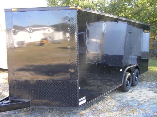 8.5x18 TA Trailer - Black, Ramp, Side Door, Blackout