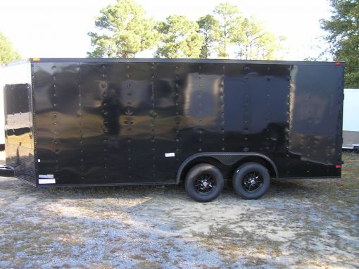 8.5x18 TA Trailer - Black, Ramp, Side Door, Blackout