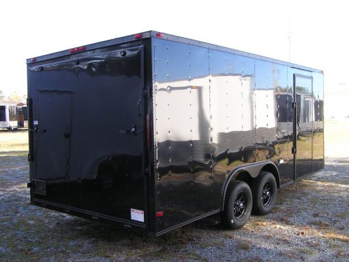 8.5x18 TA Trailer - Black, Ramp, Side Door, Blackout