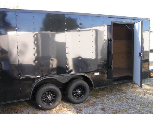 8.5x18 TA Trailer - Black, Ramp, Side Door, Blackout