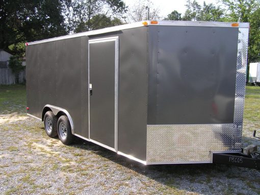 8.5x18 TA Trailer - Charcoal Gray, Ramp, Side Door