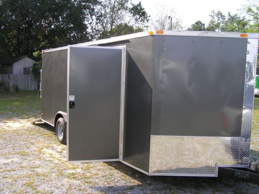 8.5x18 TA Trailer - Charcoal Gray, Ramp, Side Door