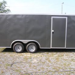 8.5x18 TA Trailer - Charcoal Gray, Ramp, Side Door