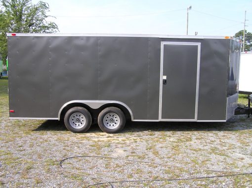 8.5x18 TA Trailer - Charcoal Gray, Ramp, Side Door