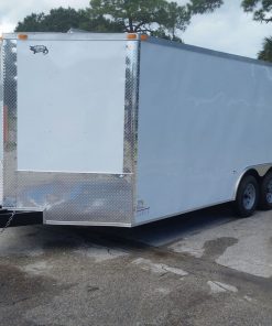 8.5x18 TA Trailer - White, Ramp, Side Door