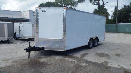 8.5x18 TA Trailer - White, Ramp, Side Door