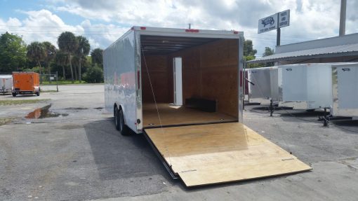 8.5x18 TA Trailer - White, Ramp, Side Door