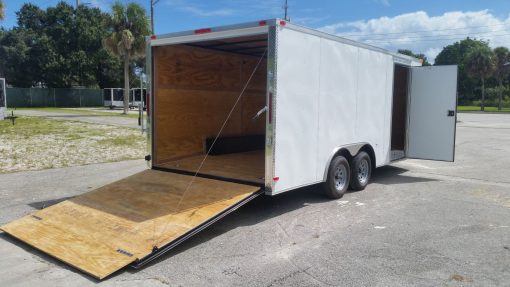 8.5x18 TA Trailer - White, Ramp, Side Door