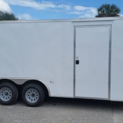 8.5x18 TA Trailer - White, Ramp, Side Door