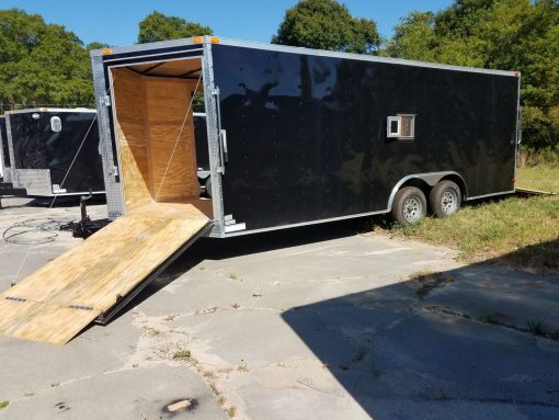 8.5x20 TA Trailer - Black, Ramp, Side Door, Bias Tires, Ramp in V-Nose, Access Door