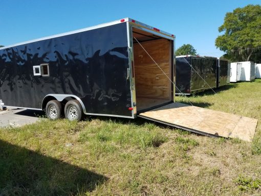 8.5x20 TA Trailer - Black, Ramp, Side Door, Bias Tires, Ramp in V-Nose, Access Door