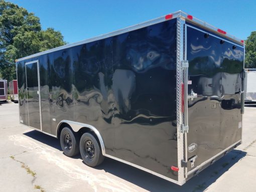 8.5x20 TA Trailer - Black, Ramp, Two Side Doors