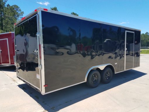 8.5x20 TA Trailer - Black, Ramp, Two Side Doors