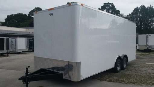 Custom 8.5x20 TA Trailer - White, Ramp, Side Door, Extra Height, Flat Front