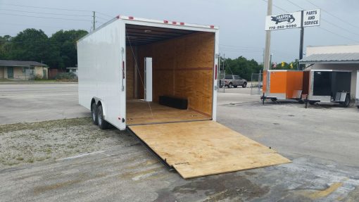 Custom 8.5x20 TA Trailer - White, Ramp, Side Door, Extra Height, Flat Front