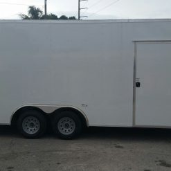 Custom 8.5x20 TA Trailer - White, Ramp, Side Door, Extra Height, Flat Front