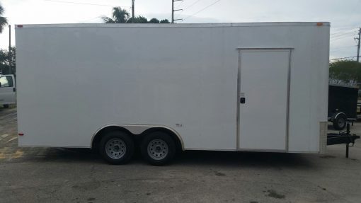 Custom 8.5x20 TA Trailer - White, Ramp, Side Door, Extra Height, Flat Front