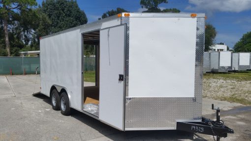 8.5x20 TA Trailer - White, Ramp, Side Door