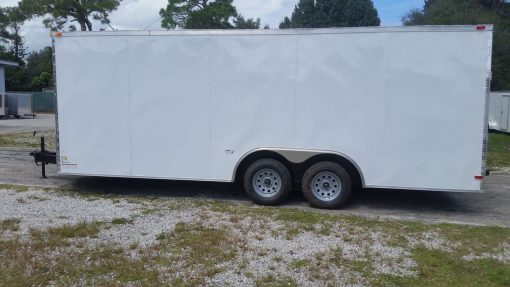 8.5x20 TA Trailer - White, Ramp, Side Door